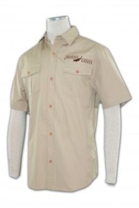 D065 在線訂購工程制服 訂製團體員工襯衫  雙胸袋 訂購團體活動衫供應公司